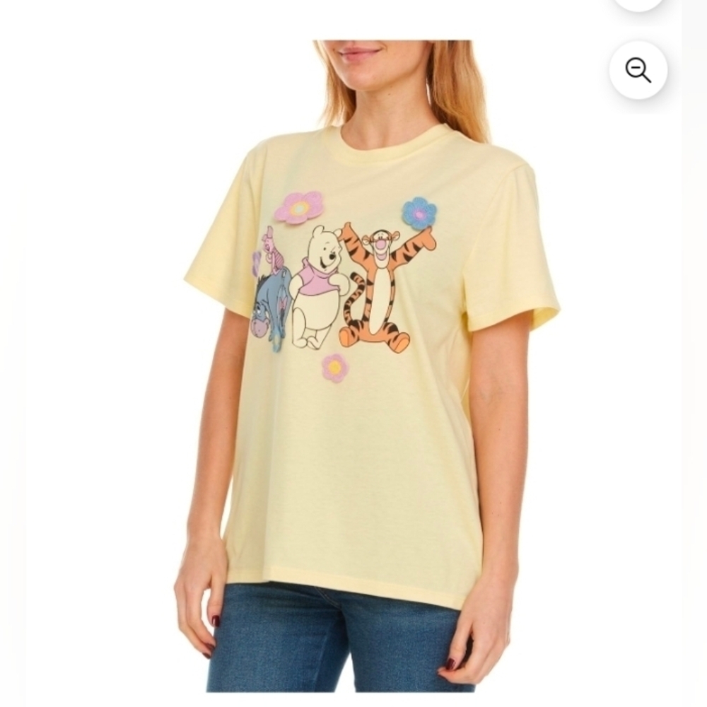 Disney Winnie The Pooh Women's Soft Short Sleeve Graphic Crochet Print - Picture 4 of 8